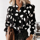Statement Blouse for Women – Leopard & Polka Dot Long Sleeve Design