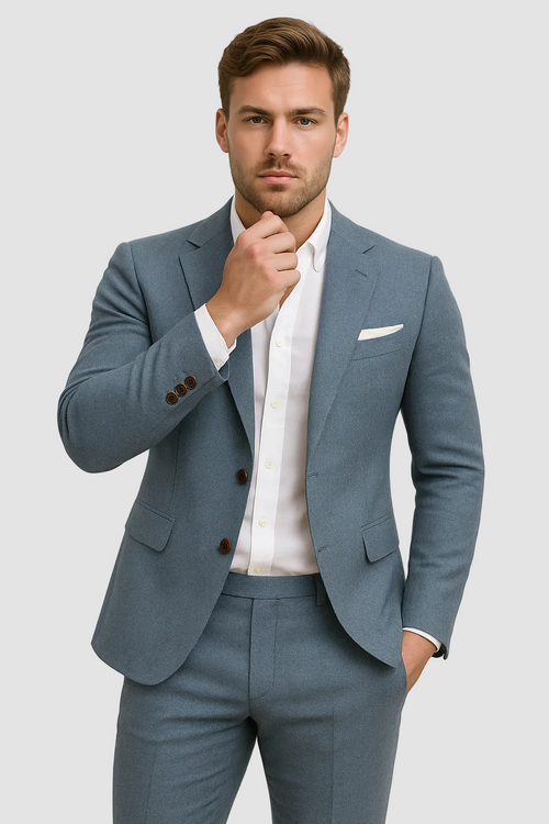 Men’s Slim Fit Linen Suit Set – Blazer & Pants Lightweight Summer Formal Wedding Style
