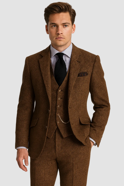 Men’s Retro 3-Piece Suit – Stylish Vintage Blazer Waistcoat Trousers Formal Style