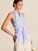 Striped Halter Top for Women – Summer V-Neck Sleeveless Blouse in Breathable Polyester 2