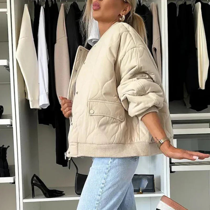 Stylish Women's Bomber Jacket with Soft Lining – Lightweight, Versatile Outerwear in Khaki, Grey, and Black 1