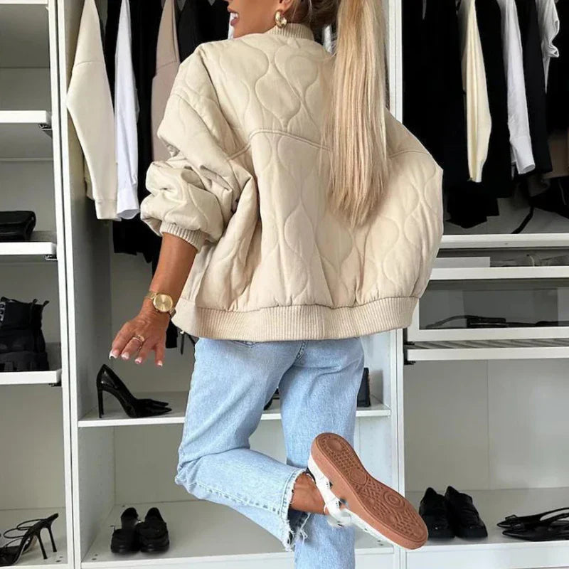 Stylish Women's Bomber Jacket with Soft Lining – Lightweight, Versatile Outerwear in Khaki, Grey, and Black 2