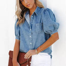 Stylish Women's Short Sleeve Denim Shirt – Wrinkle-Resistant, Durable, Versatile Fit for Casual Wear 0