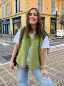 Stylish Women's Wool Blend Bodywarmer Gilet with Button Closure – Elegant V-Neck Layering Piece for All-Day Comfort 1