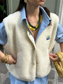 Stylish Women's Wool Blend Bodywarmer Gilet with Button Closure – Elegant V-Neck Layering Piece for All-Day Comfort 5