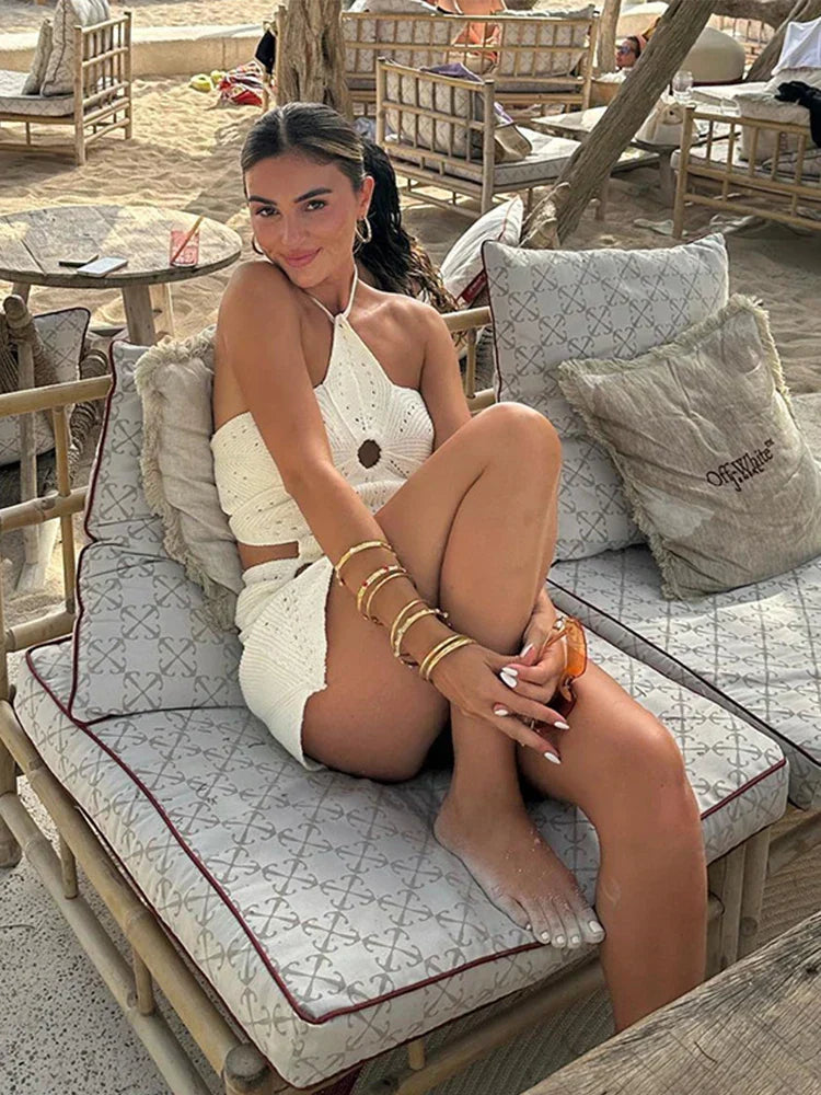 Summer Crochet Set – Halter Top and Mini Skirt for Boho Chic Style 3