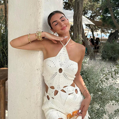 Summer Crochet Set – Halter Top and Mini Skirt for Boho Chic Style 5