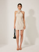 Summer Halter Mini Dress for Women – Lightweight Linen Cotton Blend with Crisscross Neckline, Perfect for Casual Outings and Beach Days 2