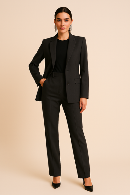 Tailored Summer Suit Set – Blazer & Pleated Trousers for Women