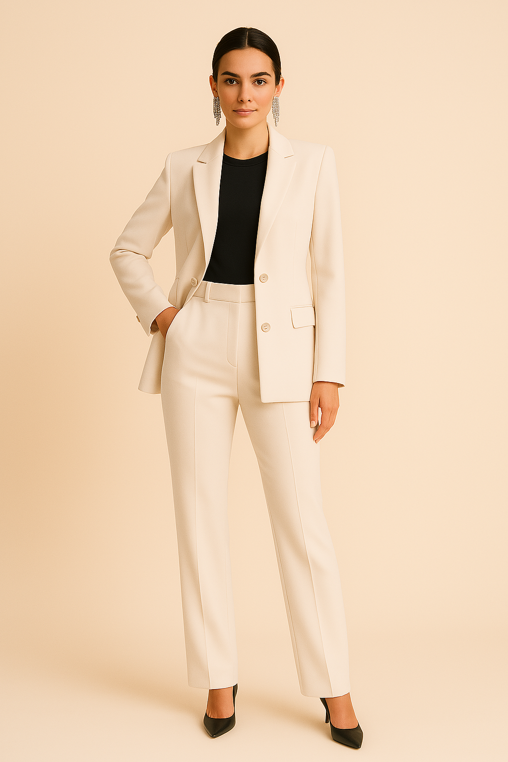 Tailored Summer Suit Set – Blazer & Pleated Trousers for Women