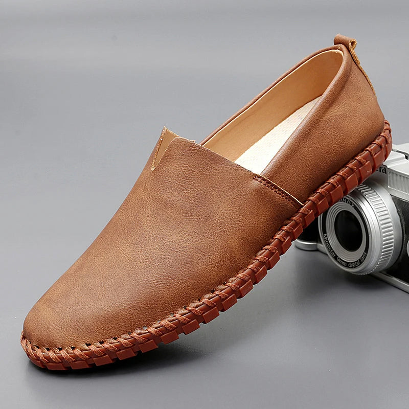 Men's Lightweight Slip-On Loafers – Casual Stitched Sole Shoes