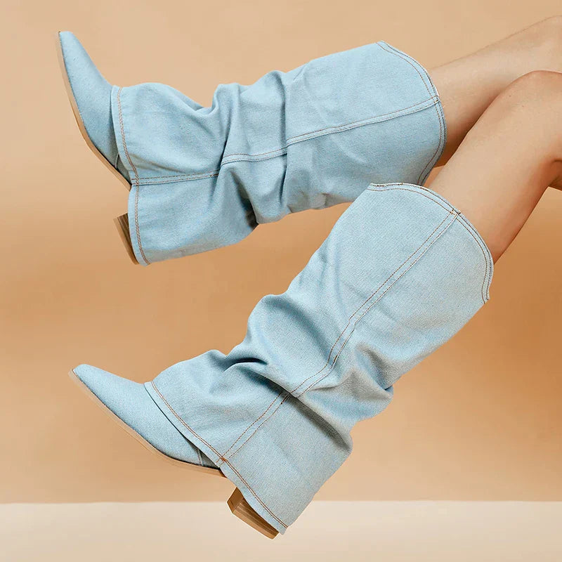 Trendy Denim Knee-High Boots for Women – Stylish and Comfortable Footwear 5