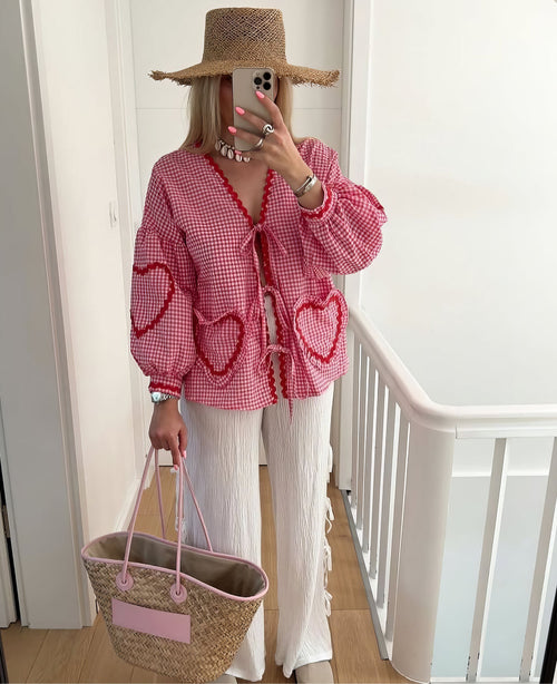 Trendy Summer Top with Heart Print – Lightweight and Stylish Women's Blouse 3