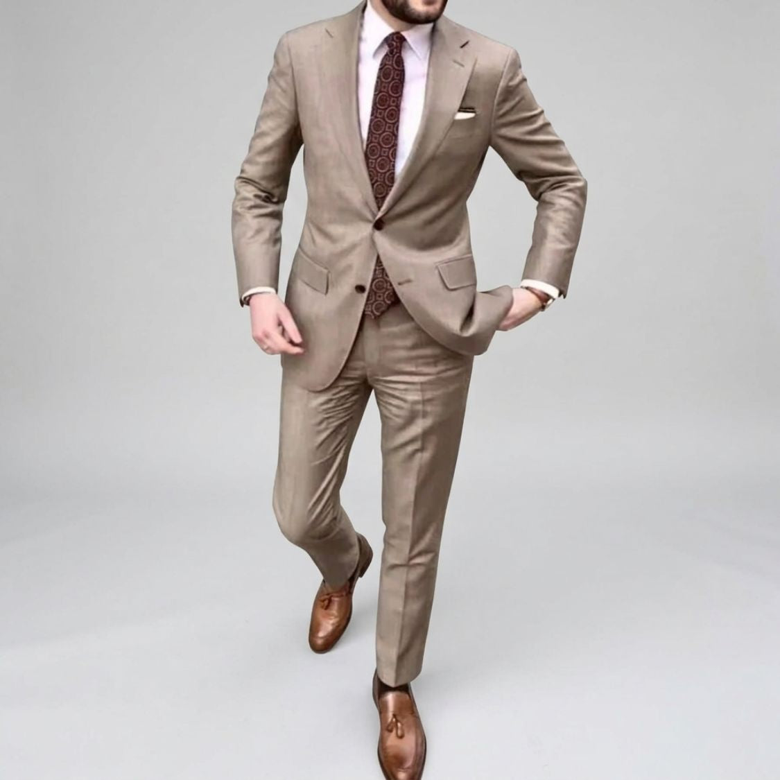 Men’s Two-Piece Suit – Blazer & Trousers Classic Formal Tailored Style