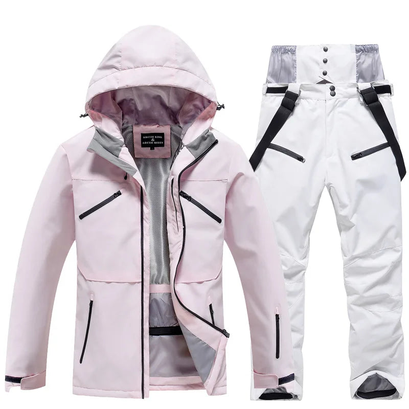 Unisex Ski Suit Set Weatherproof Fabric Sporty Ski Clothes 9
