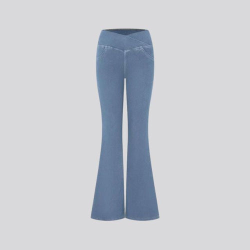 Women's High-Waist Flared Leggings Pants – Stretch Wide-Leg Yoga Trousers