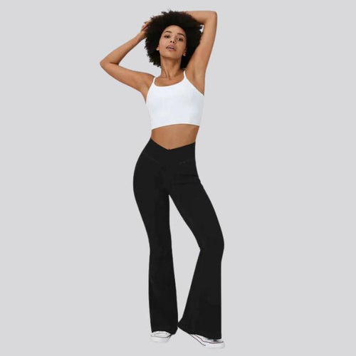 Women's High-Waist Flared Leggings Pants – Stretch Wide-Leg Yoga Trousers