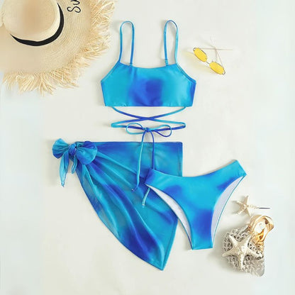 Luciana® | 3-Piece Bikini Swimsuit With Laces And Beach Skirt