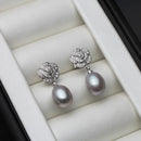 Women's Vintage Silver Flower Pearl Earrings – Romantic Elegant Jewelry