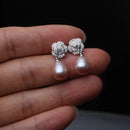 Women's Vintage Silver Flower Pearl Earrings – Romantic Elegant Jewelry