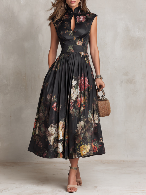 Violet Pleated Satin Midi Dress: Effortless Elegance for Any Occasion 0