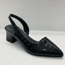 Women’s Leather Slingback Low Heels - Elegant Comfortable Pumps