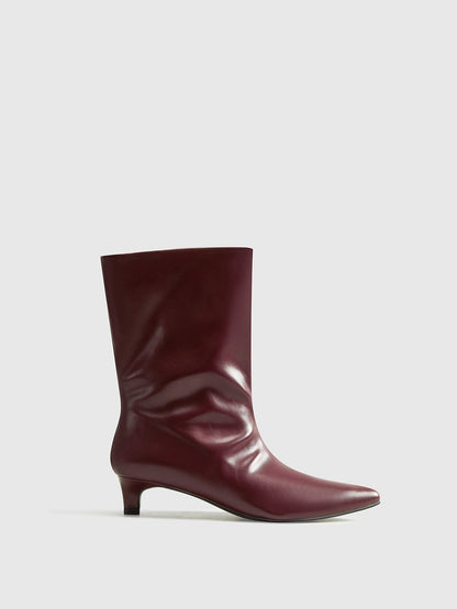 Women Ankle Boots Burgundy 1