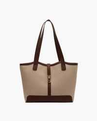 Women Canvas Handbag with Leather Details