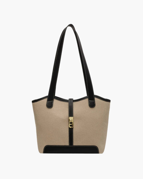 Women Canvas Handbag with Leather Details 2