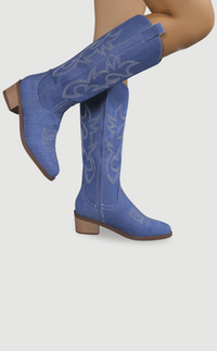 Women Cowboy Boots Denim