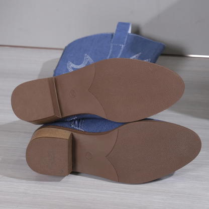 Women Cowboy Boots Denim 4