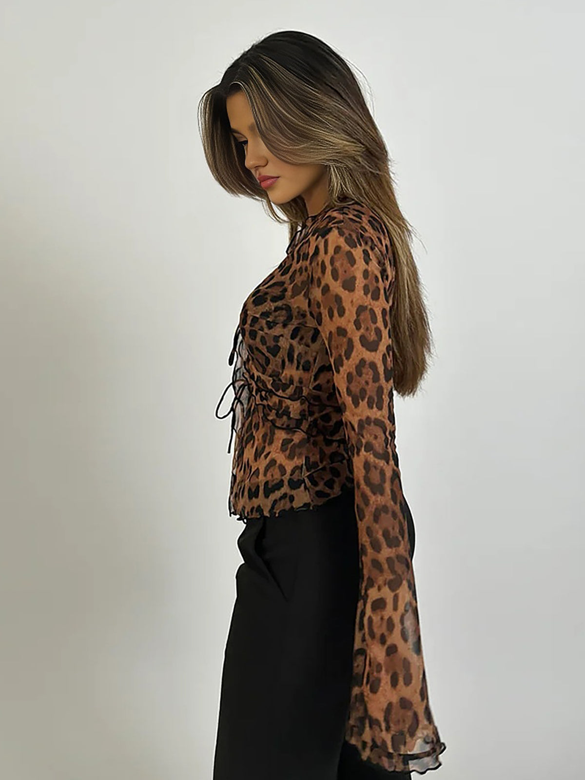 Women Knot Top Leopard Print 3