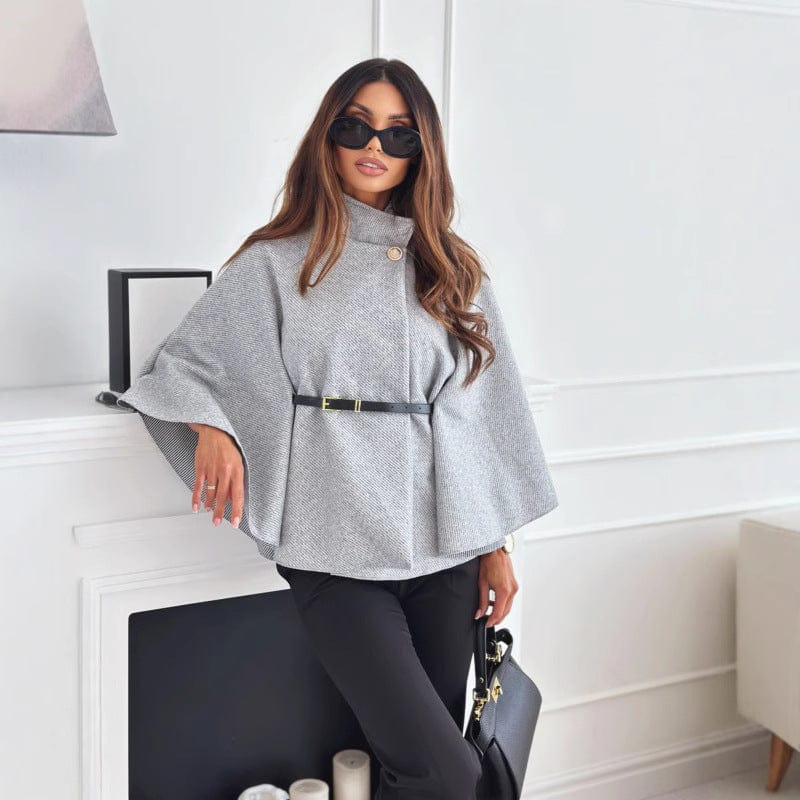 Women Wool Cape With Belt 2