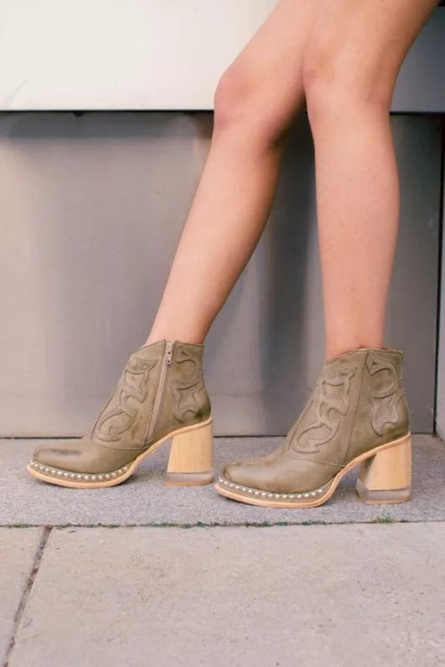 Women’s Ankle Boots Nude Block Heel 0