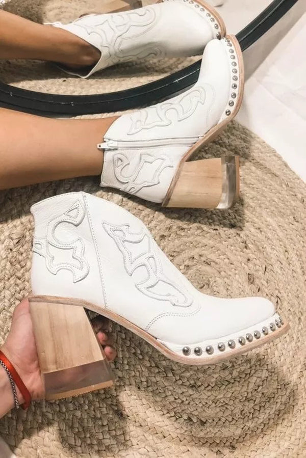Women’s Ankle Boots Nude Block Heel 3