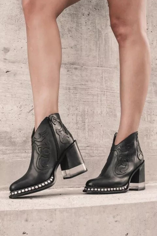 Women’s Ankle Boots Nude Block Heel 4