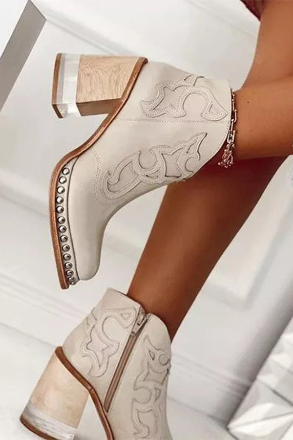Women’s Ankle Boots Nude Block Heel 5