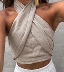 Women's Backless Linen Top: Stay Chic and Cool for Summer Nights 1