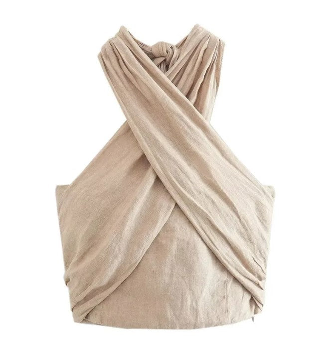 Women's Backless Linen Top: Stay Chic and Cool for Summer Nights 3