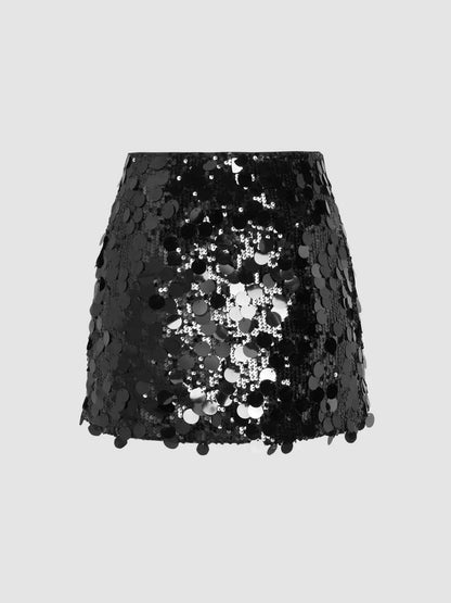Women's Black Mini Skirt with Sequins 6