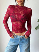 Women's Blouse - Cut Lace Fitted Design 1