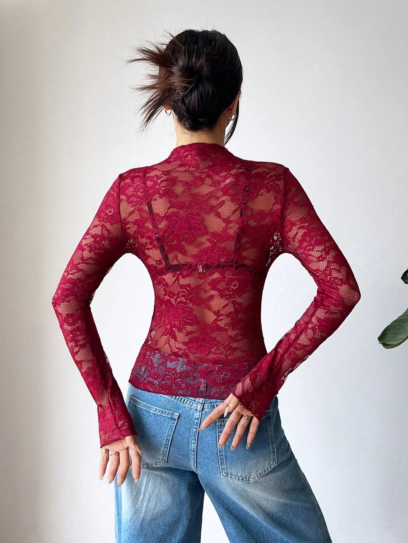 Women's Blouse - Cut Lace Fitted Design 2
