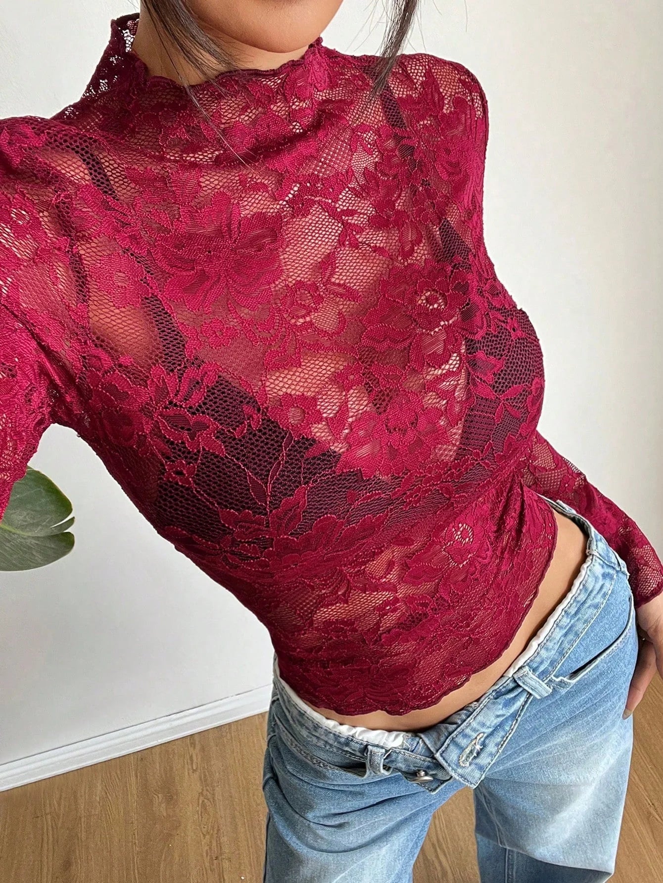 Women's Blouse - Cut Lace Fitted Design 5