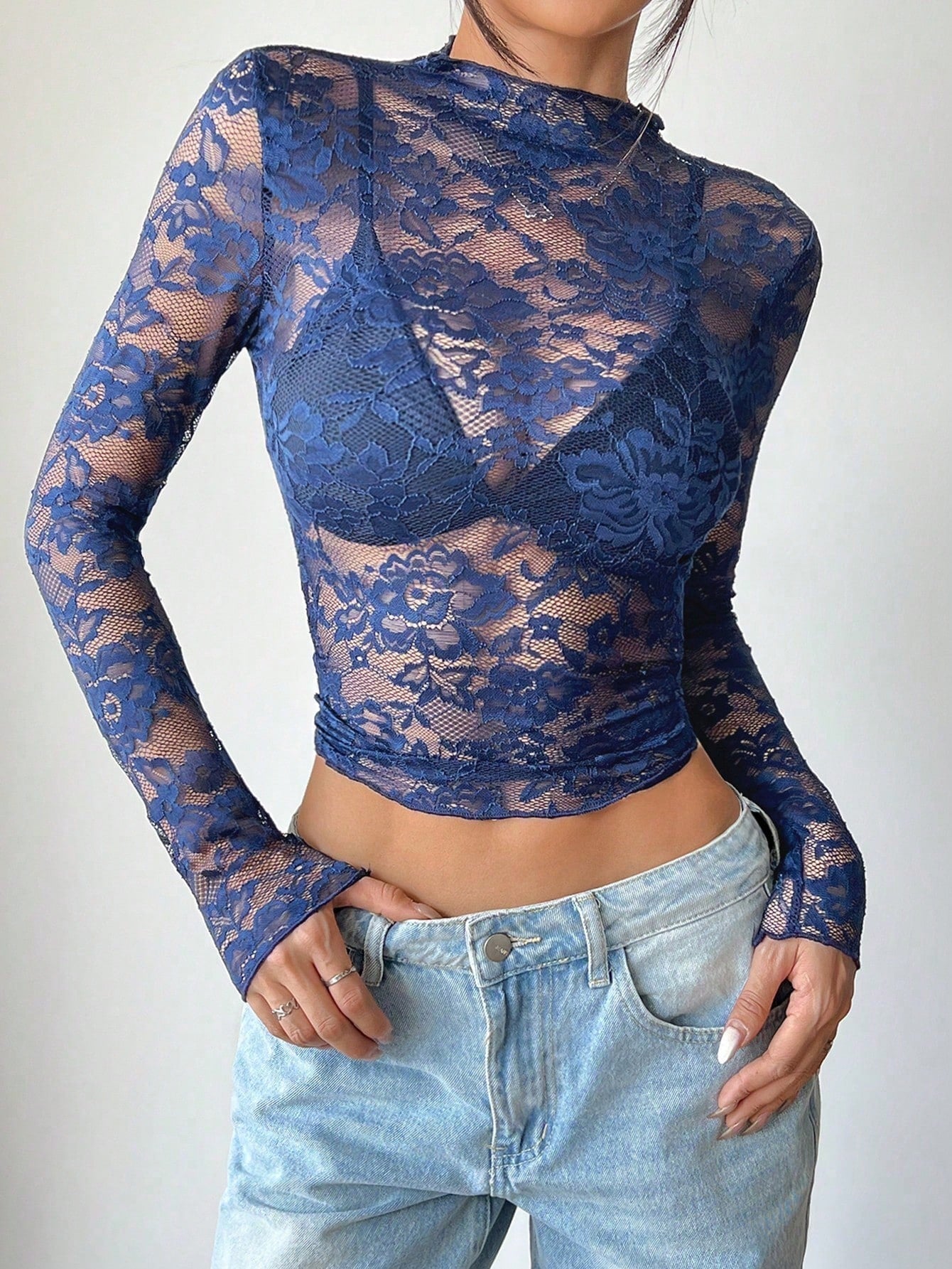 Women's Blouse - Cut Lace Fitted Design 8