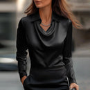 Women's Blouse Waterfall Neckline Long Sleeve Top 4