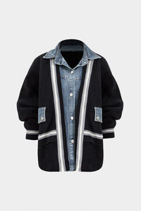 Women's Cardigan Denim Knit Hybrid