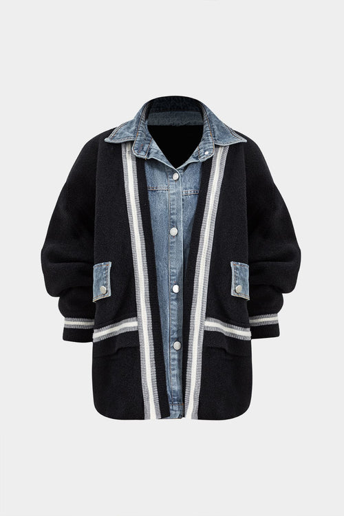 Women's Cardigan Denim Knit Hybrid 0