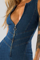 Women's Denim Jumpsuit with Cutout 6