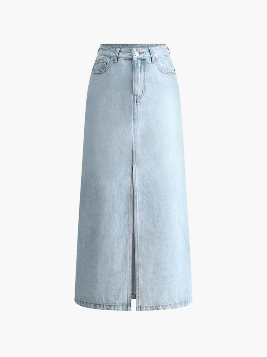 Women's Denim Midi Skirt 0