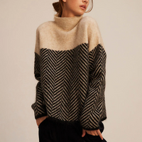 Women's High Neck Sweater Cotton Trendy